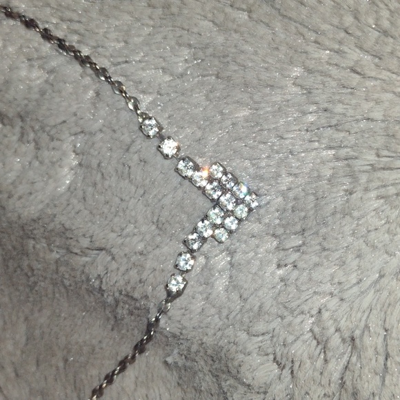 Vintage Rhinestone/Diamonté and Silver Chevron Necklace - Picture 4 of 7